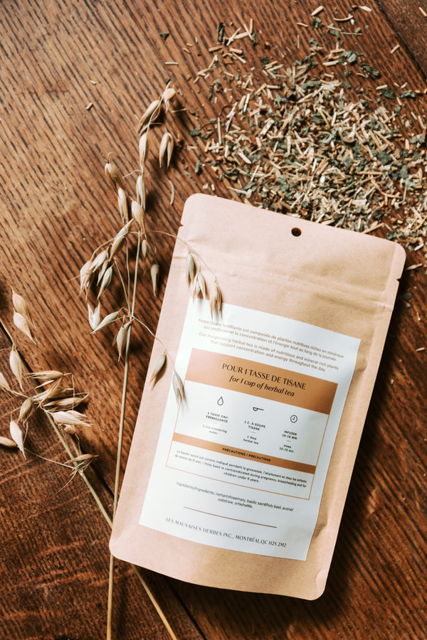 Tisane tonifiante - basilic sacré et avoine - Les Mauvaises Herbes